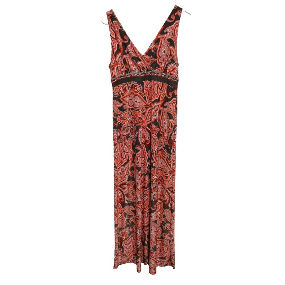 INC International Concepts Womens BOHO Maxi Dress Medium Red Paisley Sleeveless